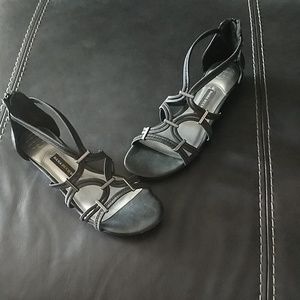 Black zipper on back sandals